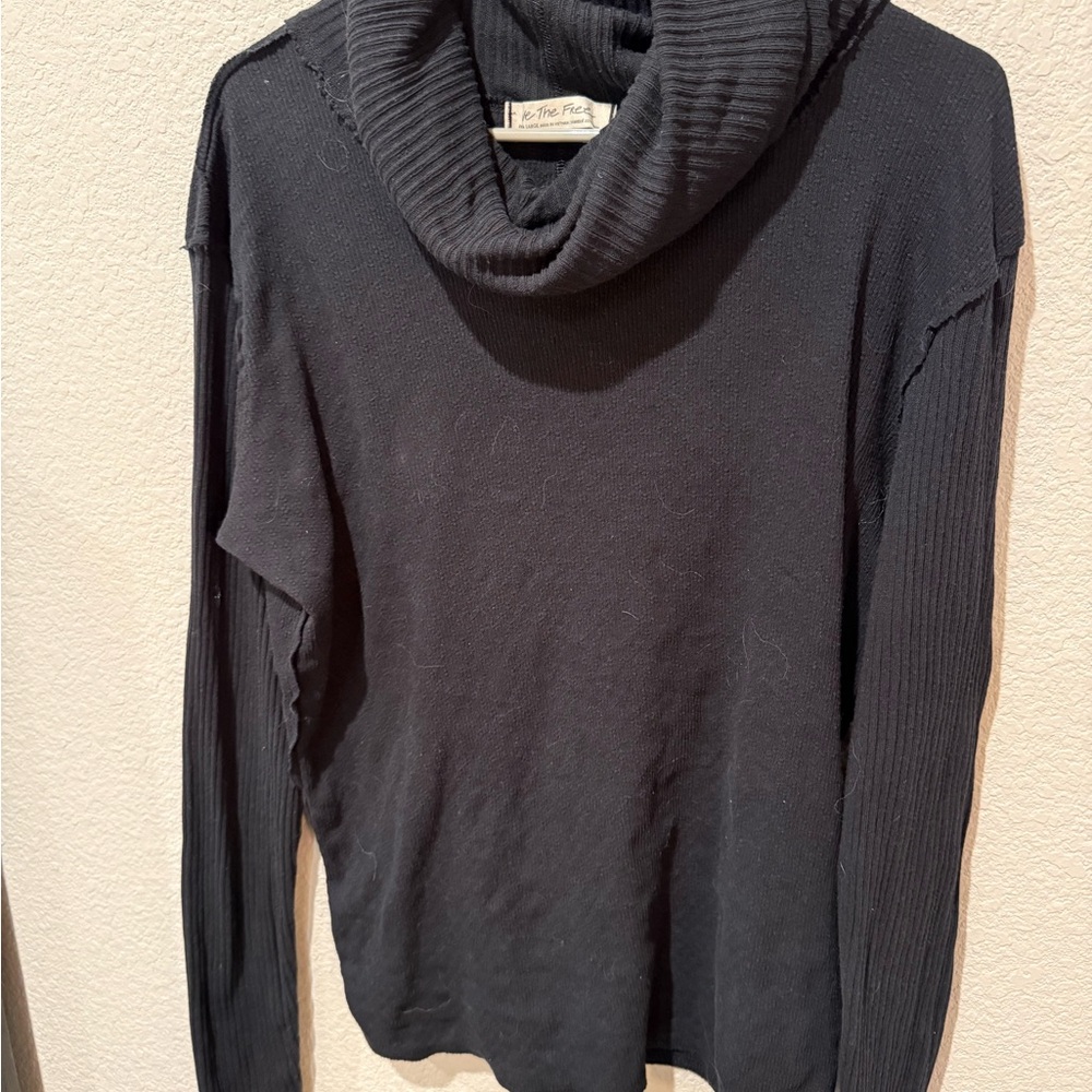 We The Free Black Cowl Neck Sweater